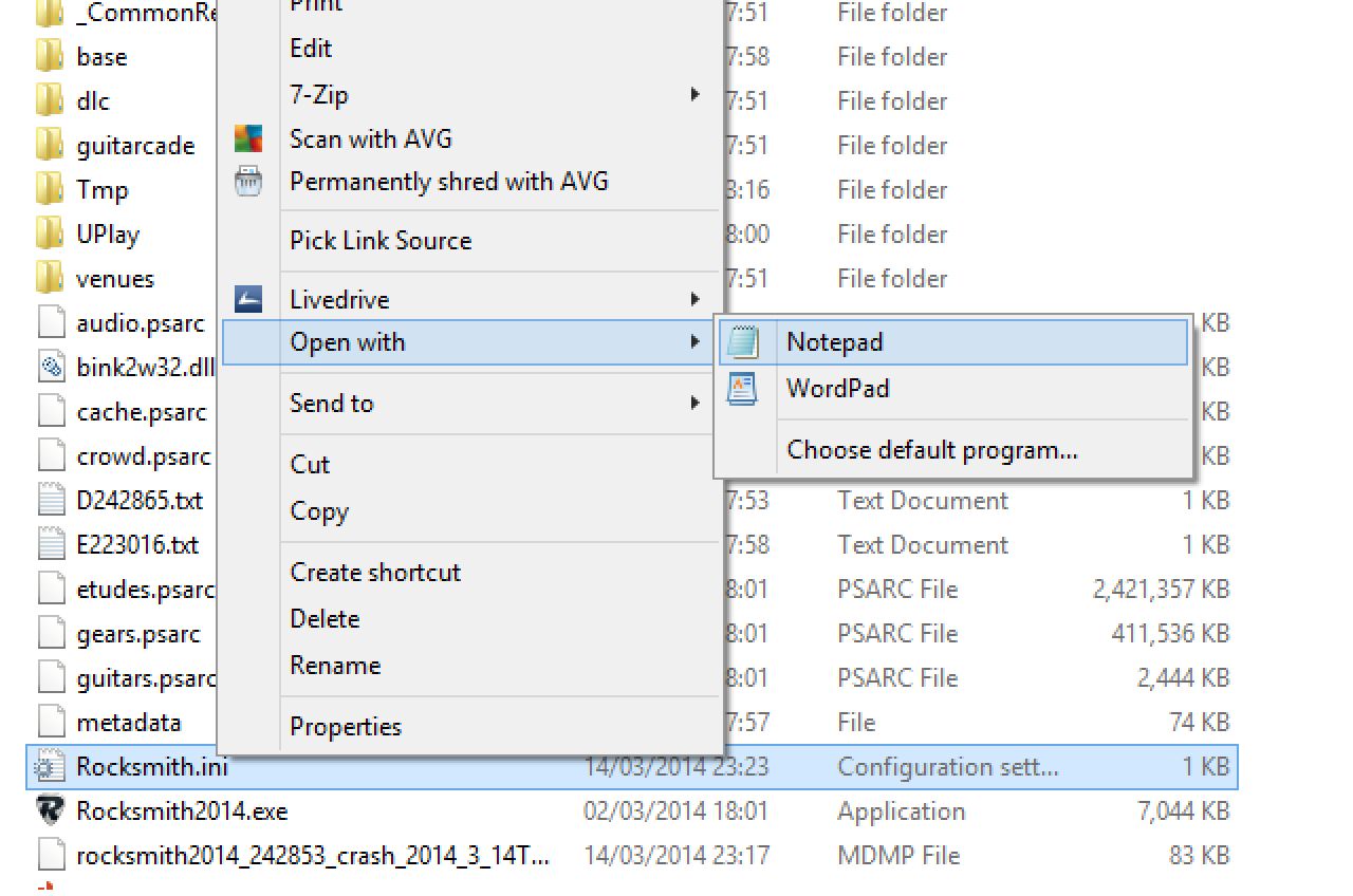 Rocksmith 2014 ini notepad